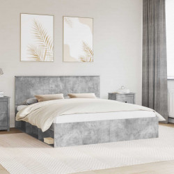 Ramka łóżka Betonowy 180 x 200 cm Lite drewno sosnowe