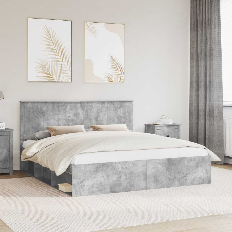 Ramka łóżka Betonowy 180 x 200 cm Lite drewno sosnowe
