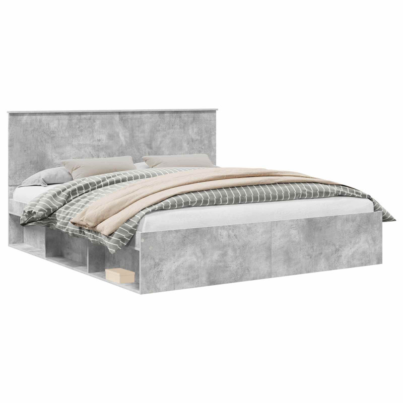 Ramka łóżka Betonowy 180 x 200 cm Lite drewno sosnowe
