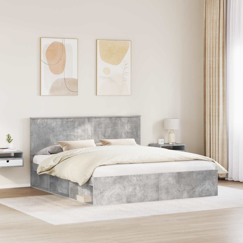 Ramka łóżka Betonowy 180 x 200 cm Lite drewno sosnowe