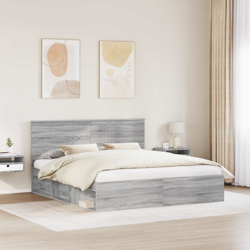 Ramka łóżka Szary Sonoma 180 x 200 cm Lite drewno sosnowe