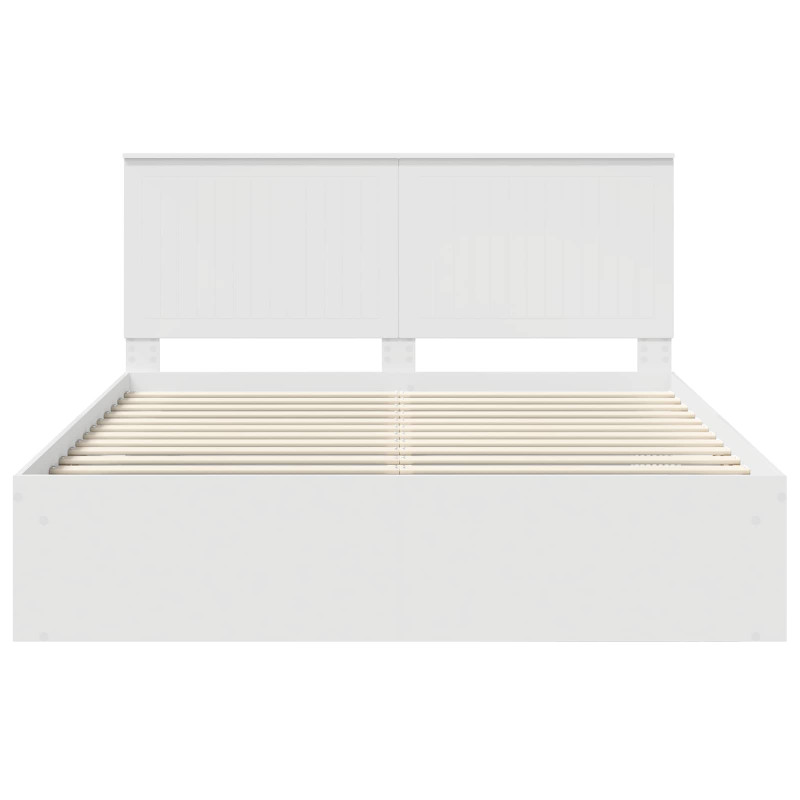 Ramka łóżka Z zagłówkiem Biały 160 x 200 cm Lite drewno sosnowe