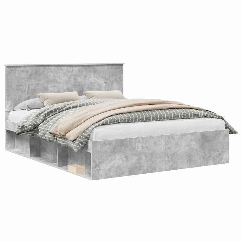 Ramka łóżka Betonowy 160 x 200 cm Lite drewno sosnowe