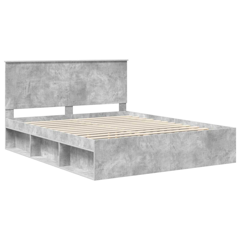 Ramka łóżka Betonowy 160 x 200 cm Lite drewno sosnowe