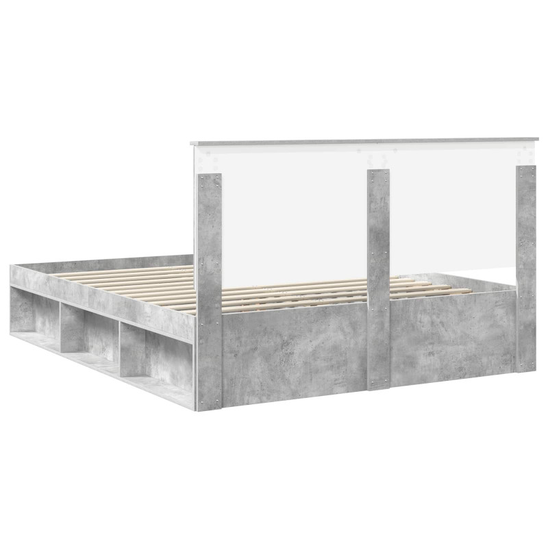 Ramka łóżka Betonowy 160 x 200 cm Lite drewno sosnowe