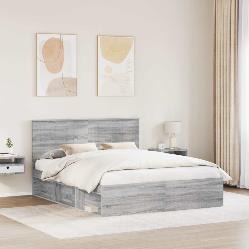 Ramka łóżka Szary Sonoma 160 x 200 cm Lite drewno sosnowe