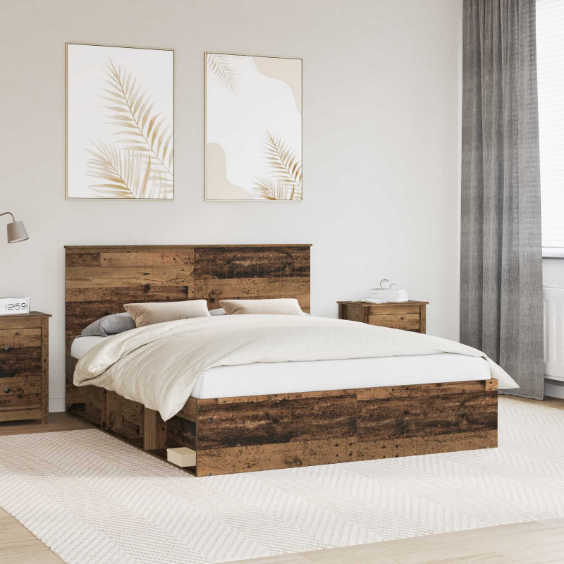 Ramka łóżka Stare drewno 160 x 200 cm Lite drewno sosnowe