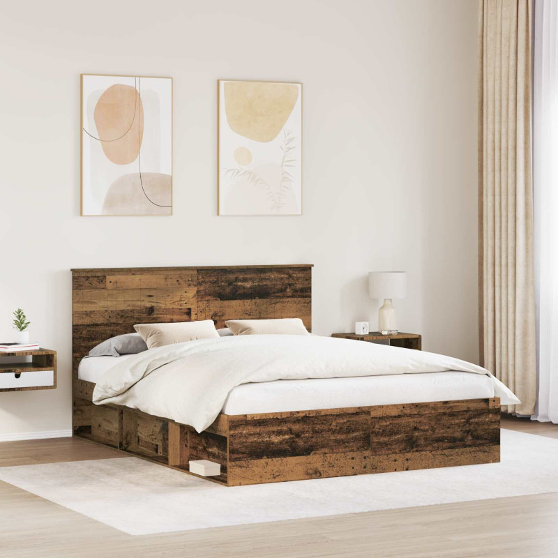 Ramka łóżka Stare drewno 160 x 200 cm Lite drewno sosnowe