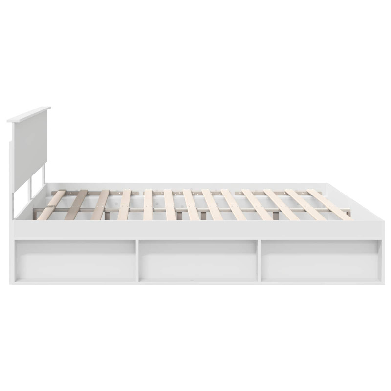 Ramka łóżka Z zagłówkiem Biały 200 x 200 cm Lite drewno sosnowe