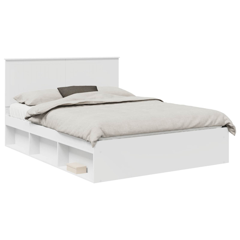 Ramka łóżka Z zagłówkiem Biały 150 x 200 cm Lite drewno sosnowe