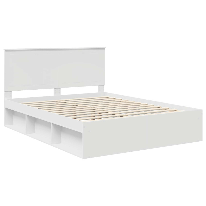 Ramka łóżka Z zagłówkiem Biały 150 x 200 cm Lite drewno sosnowe