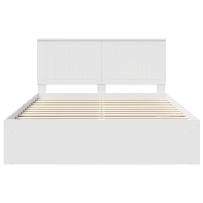 Ramka łóżka Z zagłówkiem Biały 150 x 200 cm Lite drewno sosnowe