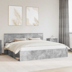 Ramka łóżka Betonowy 200 x 200 cm Lite drewno sosnowe