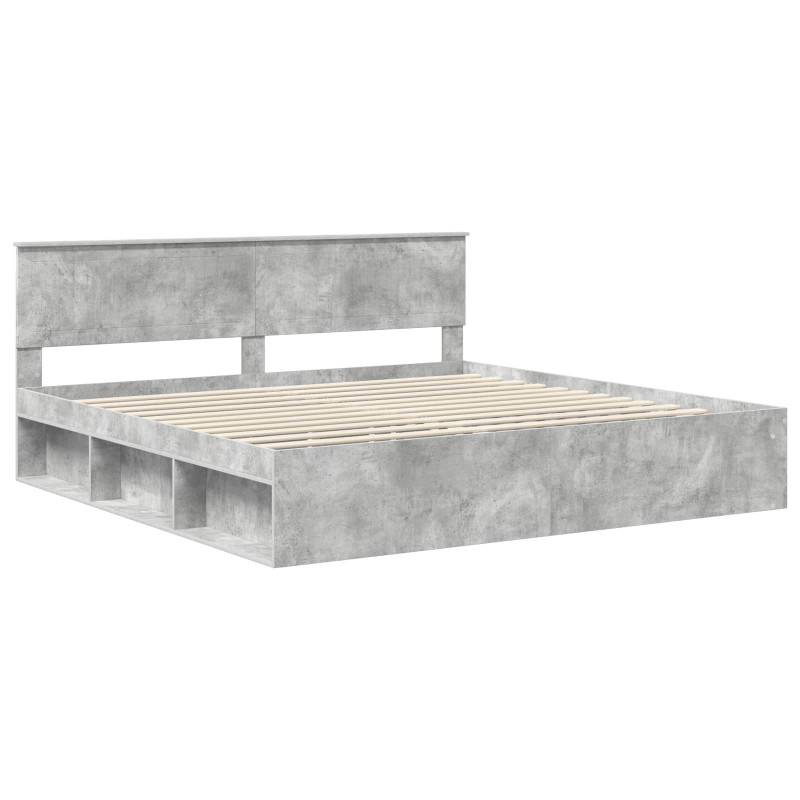 Ramka łóżka Betonowy 200 x 200 cm Lite drewno sosnowe