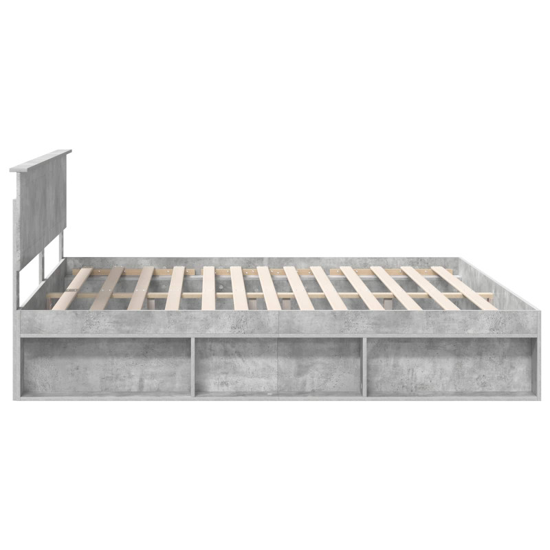 Ramka łóżka Betonowy 200 x 200 cm Lite drewno sosnowe
