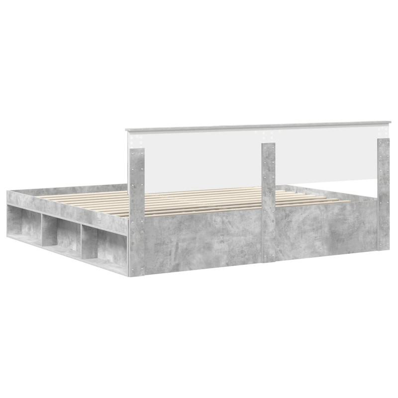 Ramka łóżka Betonowy 200 x 200 cm Lite drewno sosnowe