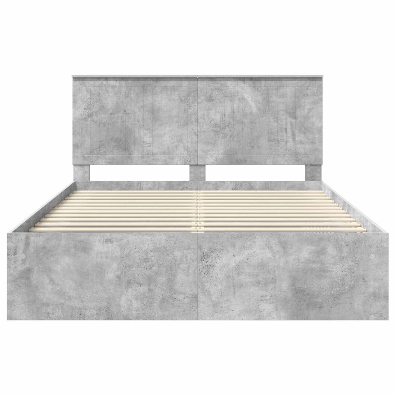 Ramka łóżka Szary beton 150 x 200 cm Lite drewno sosnowe