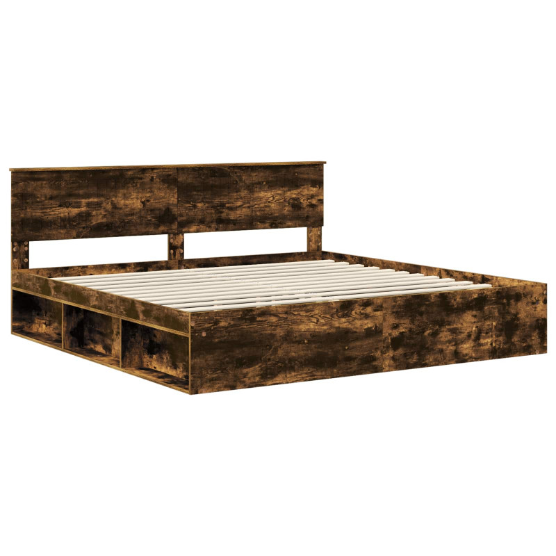 Ramka łóżka Dąb wędzony 200 x 200 cm Lite drewno sosnowe