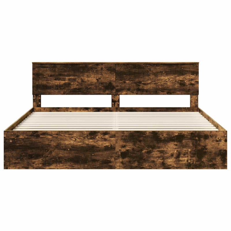 Ramka łóżka Dąb wędzony 200 x 200 cm Lite drewno sosnowe