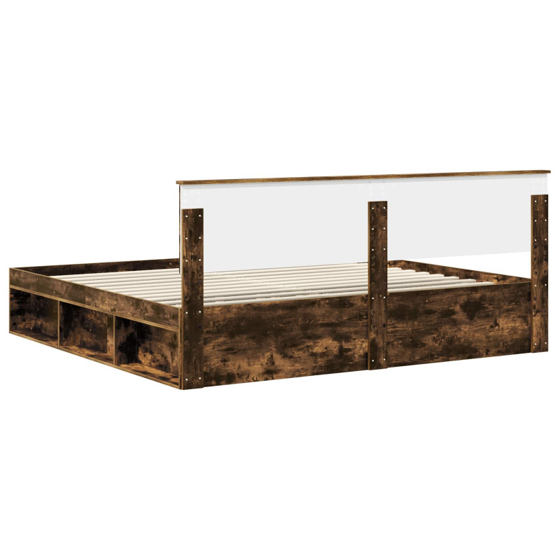 Ramka łóżka Dąb wędzony 200 x 200 cm Lite drewno sosnowe