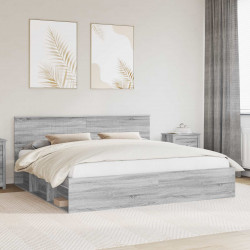 Ramka łóżka Szary Sonoma 200 x 200 cm Lite drewno sosnowe