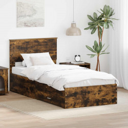 Ramka łóżka Dąb wędzony 90 x 200 cm Materiał drewnopochodny