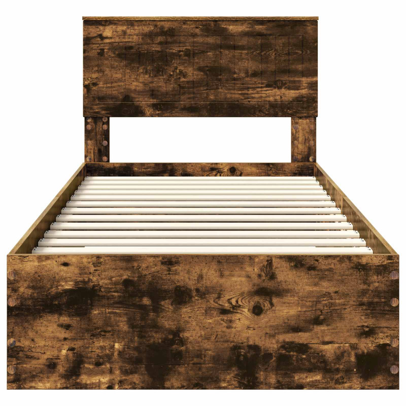 Ramka łóżka Dąb wędzony 90 x 200 cm Materiał drewnopochodny