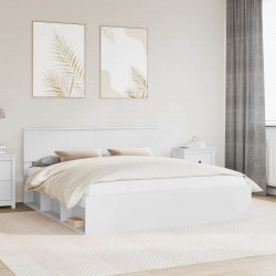 Ramka łóżka Z zagłówkiem Biały 180 x 200 cm Lite drewno sosnowe