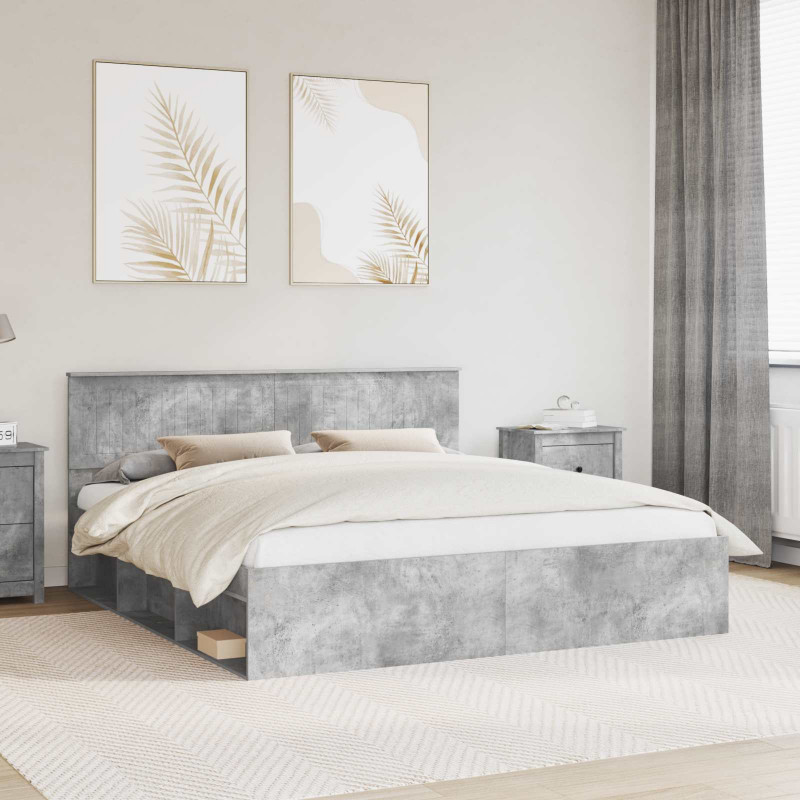 Ramka łóżka Betonowy 180 x 200 cm Lite drewno sosnowe