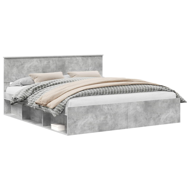 Ramka łóżka Betonowy 180 x 200 cm Lite drewno sosnowe