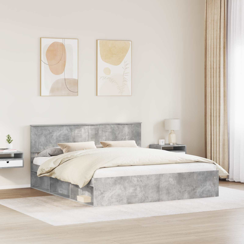 Ramka łóżka Betonowy 180 x 200 cm Lite drewno sosnowe