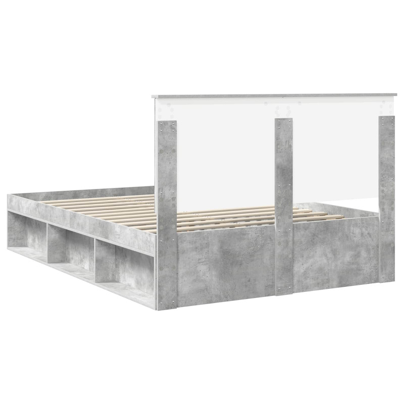 Ramka łóżka Betonowy 140 x 200 cm Lite drewno sosnowe