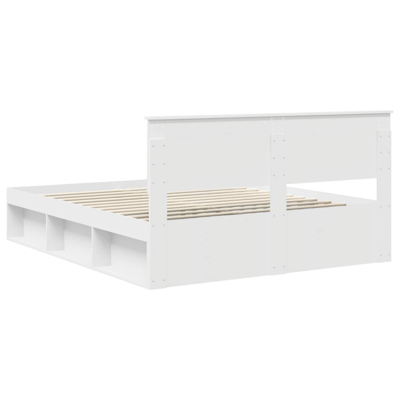 Ramka łóżka Z zagłówkiem Biały 160 x 200 cm Lite drewno sosnowe