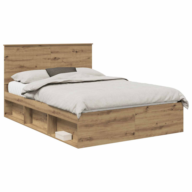 Ramka łóżka Dąb rzemieślniczy 140 x 200 cm Lite drewno sosnowe