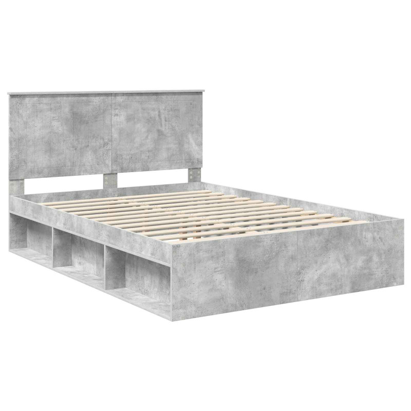 Ramka łóżka Betonowy 140 x 190 cm Lite drewno sosnowe