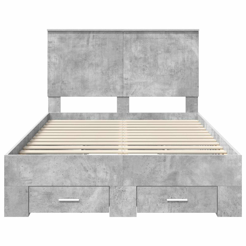 Ramka łóżka Betonowy szary 120 x 200 cm Materiał drewnopochodny