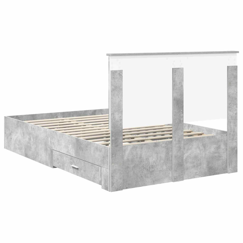 Ramka łóżka Betonowy szary 120 x 200 cm Materiał drewnopochodny