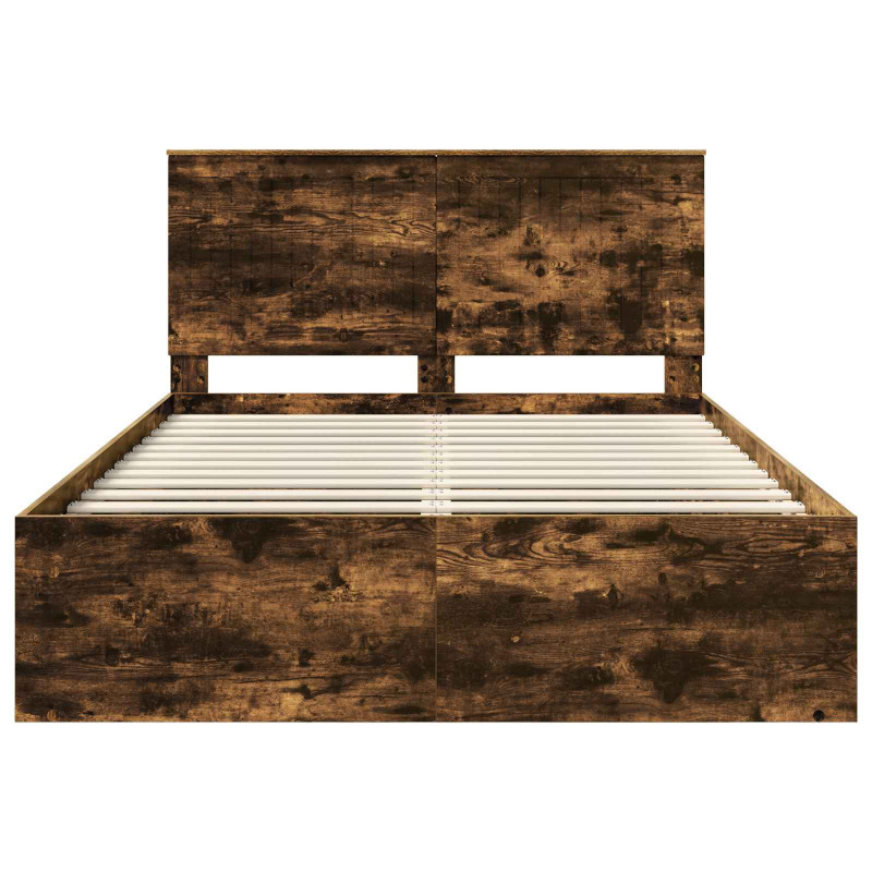 Ramka łóżka Dąb wędzony 140 x 190 cm Lite drewno sosnowe
