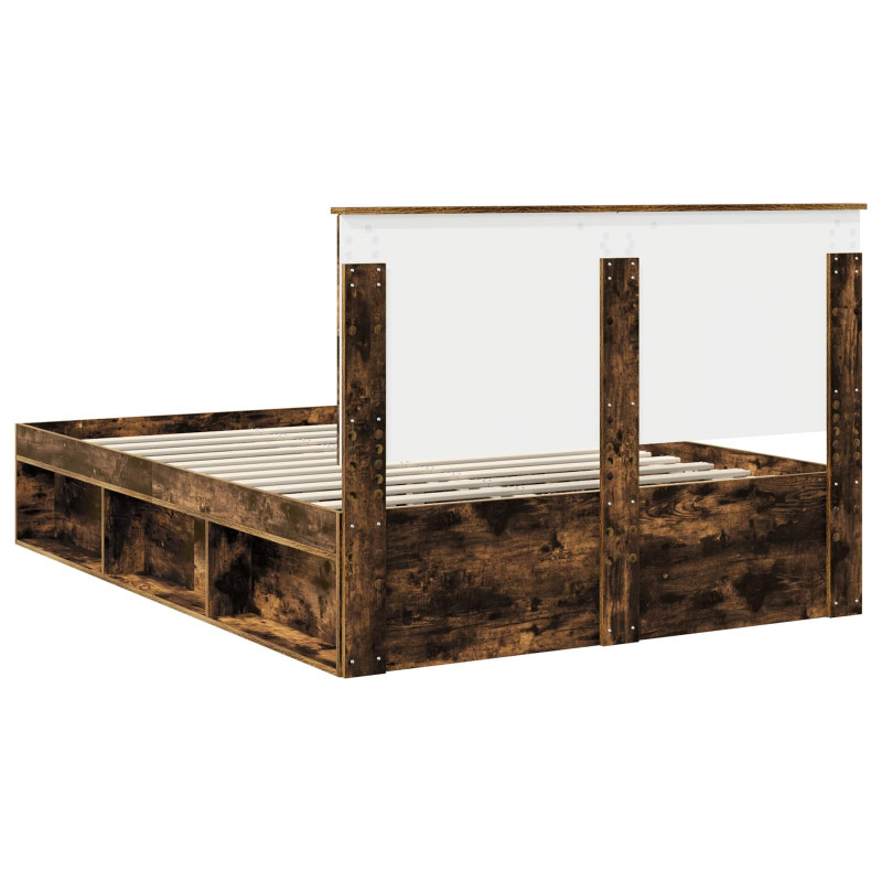 Ramka łóżka Dąb wędzony 140 x 190 cm Lite drewno sosnowe