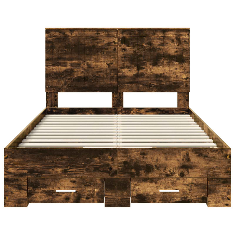 Ramka łóżka Dąb wędzony 120 x 200 cm Materiał drewnopochodny