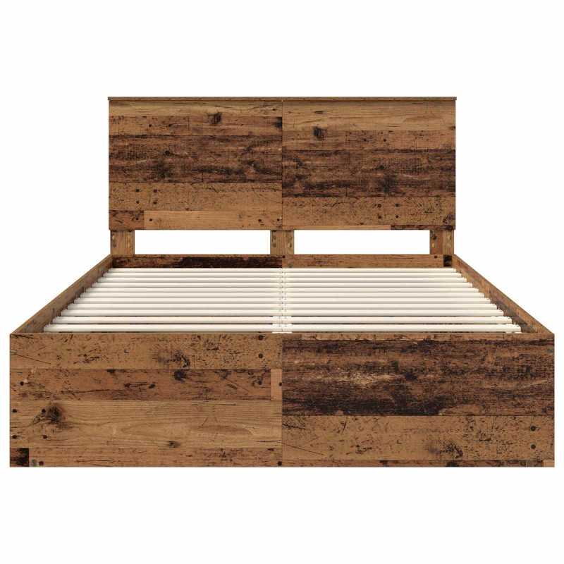 Ramka łóżka Stare drewno 140 x 190 cm Lite drewno sosnowe