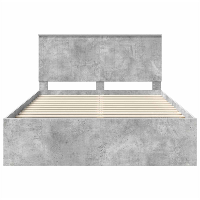 Ramka łóżka Szary beton 135 x 190 cm Lite drewno sosnowe