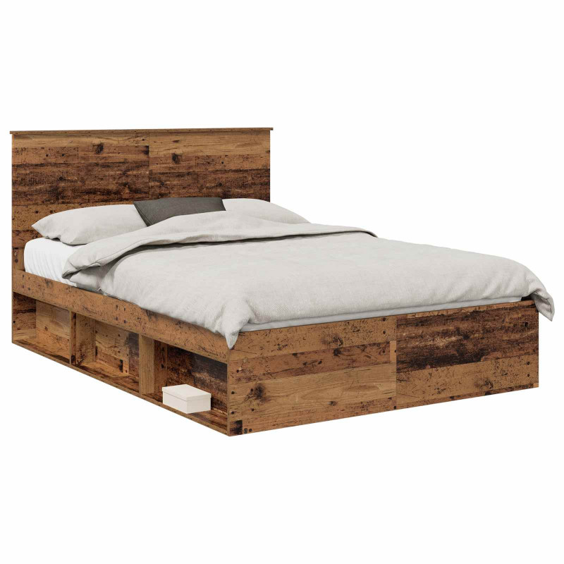 Ramka łóżka Stare drewno 135 x 190 cm Lite drewno sosnowe