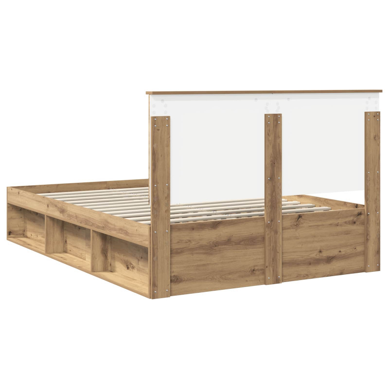 Ramka łóżka Dąb rzemieślniczy 135 x 190 cm Lite drewno sosnowe