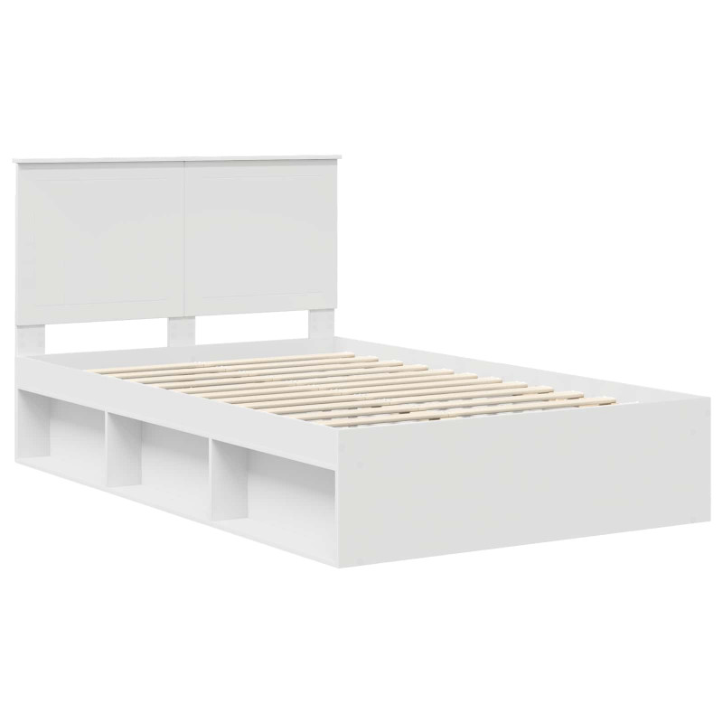 Ramka łóżka Z zagłówkiem Biały 120 x 200 cm Lite drewno sosnowe