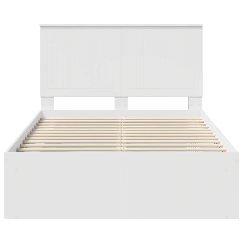Ramka łóżka Z zagłówkiem Biały 120 x 200 cm Lite drewno sosnowe