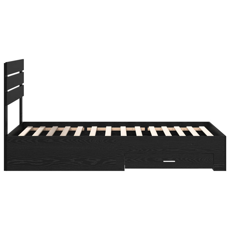 Ramka łóżka Czarny Dąb 90 x 200 cm Materiał drewnopochodny