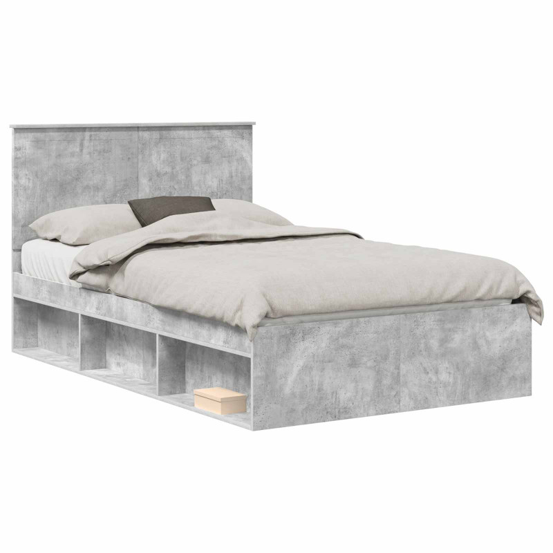 Ramka łóżka Betonowy 120 x 200 cm Lite drewno sosnowe