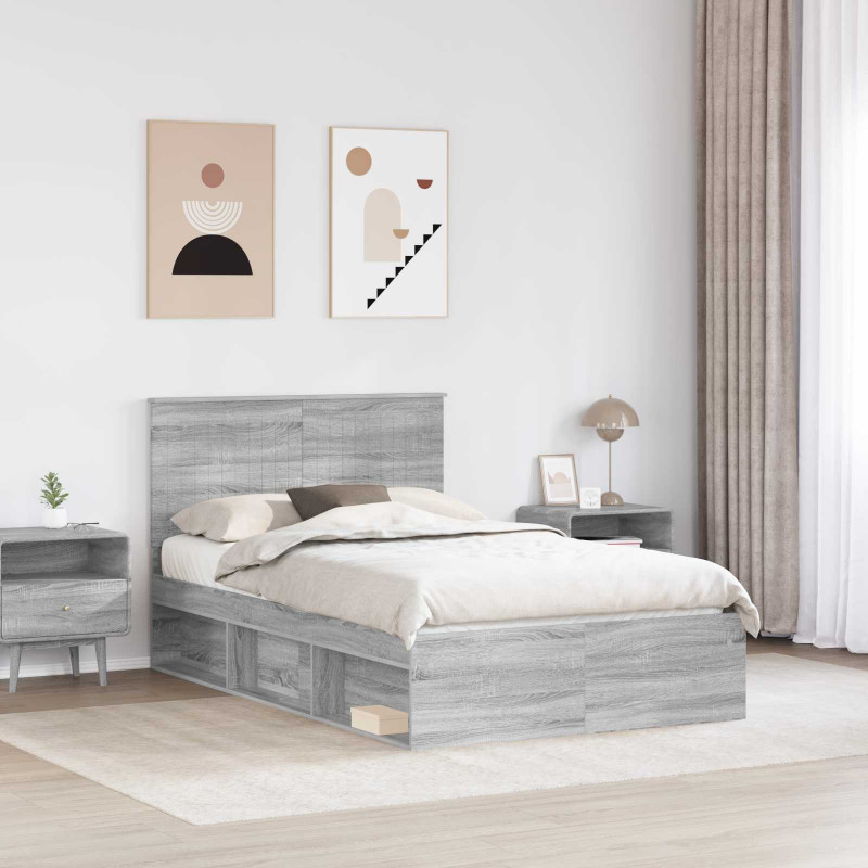 Ramka łóżka Szary Sonoma 120 x 200 cm Lite drewno sosnowe