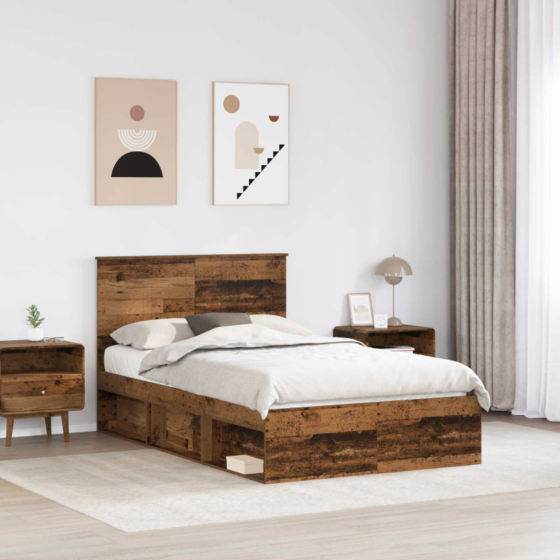 Ramka łóżka Stare drewno 120 x 200 cm Lite drewno sosnowe
